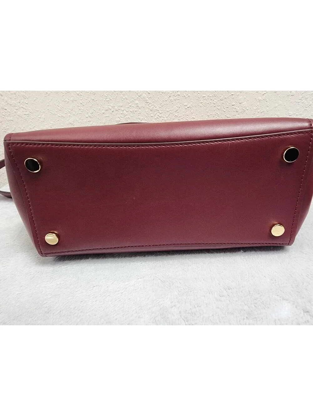 👜MICHAEL KORS BENNING LARGE LEATHER SATCHEL BURGUNDY GOLD HARDWARE SHOULDER BAG